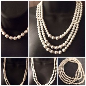 A Lot of Faux Pearl Fashion Necklaces (5)